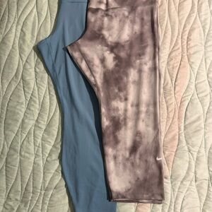 2 pair Nike Dri Fit Gray and Blue Leggings - Like New